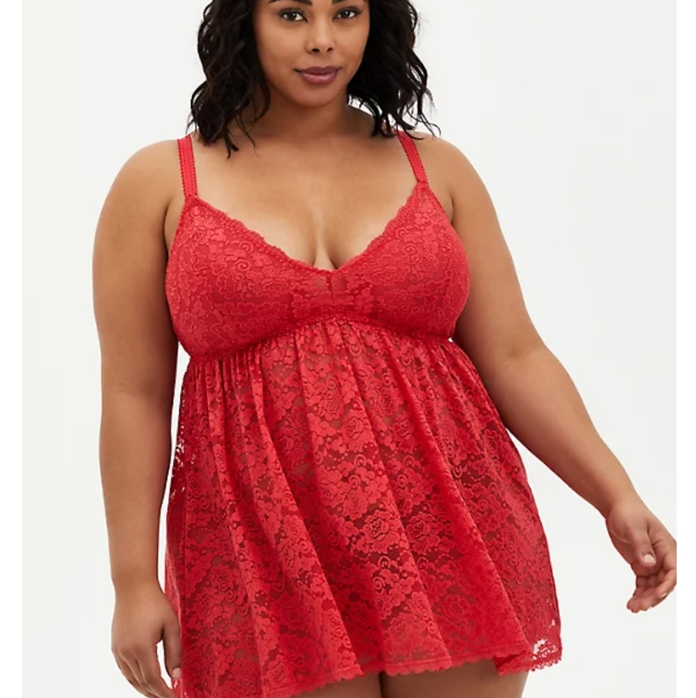TORRID NWT V-NECK BABYDOLL - LACE RED